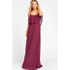 Show Me Your Mumu Caitlin Ruffle Maxi Dress Chiffon Merlot
